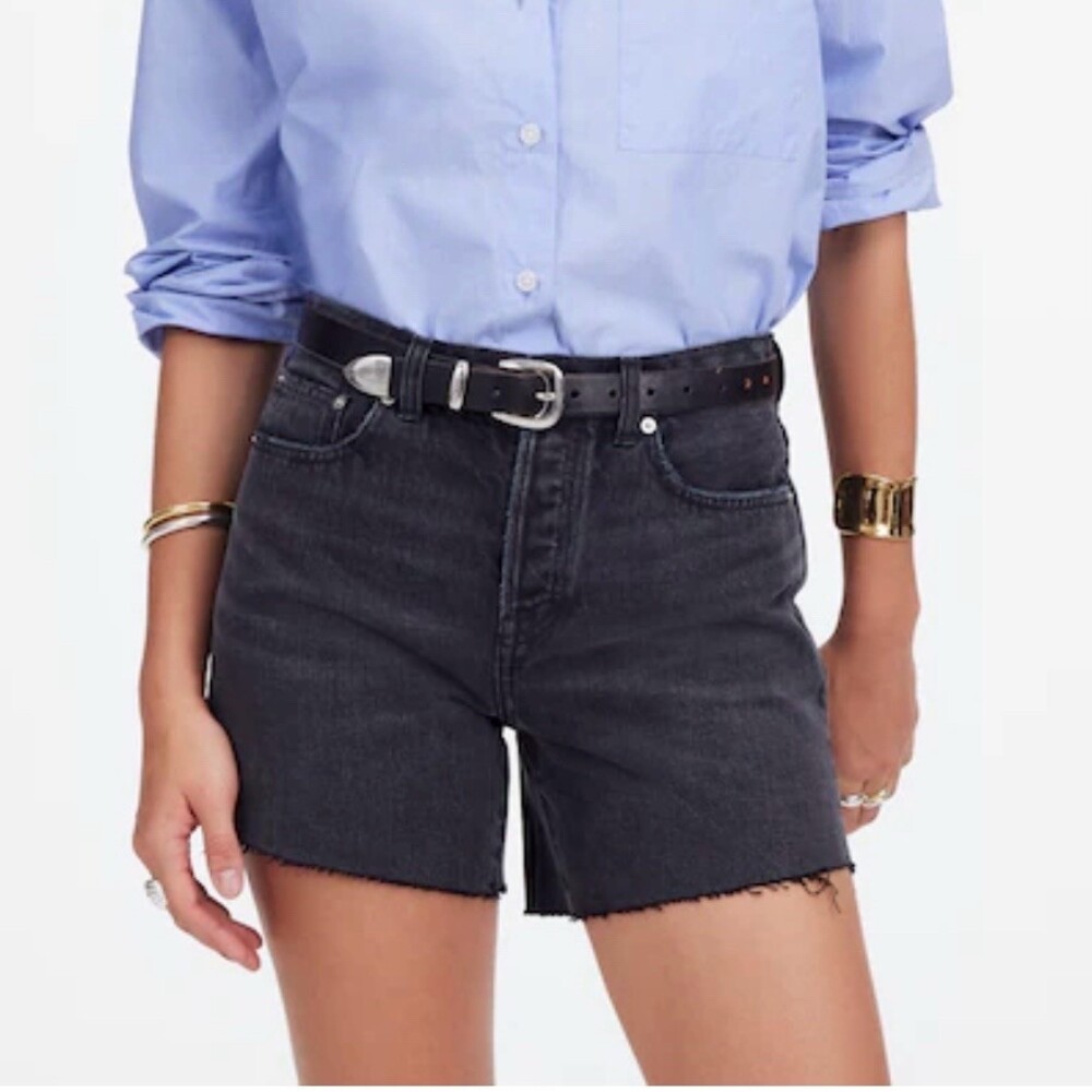 Madewell “The Brynn Long Short” Denim Womens Size 26 Black High Rise Raw Hem